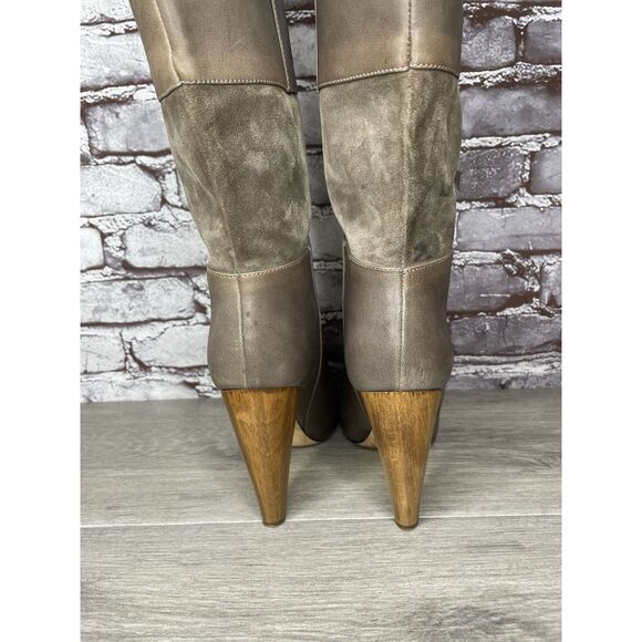 Loeffler Randall Grey Leather Suede Tall Riding Heel Boots Women Sz 8.5B US/39EU - Picture 9 of 16